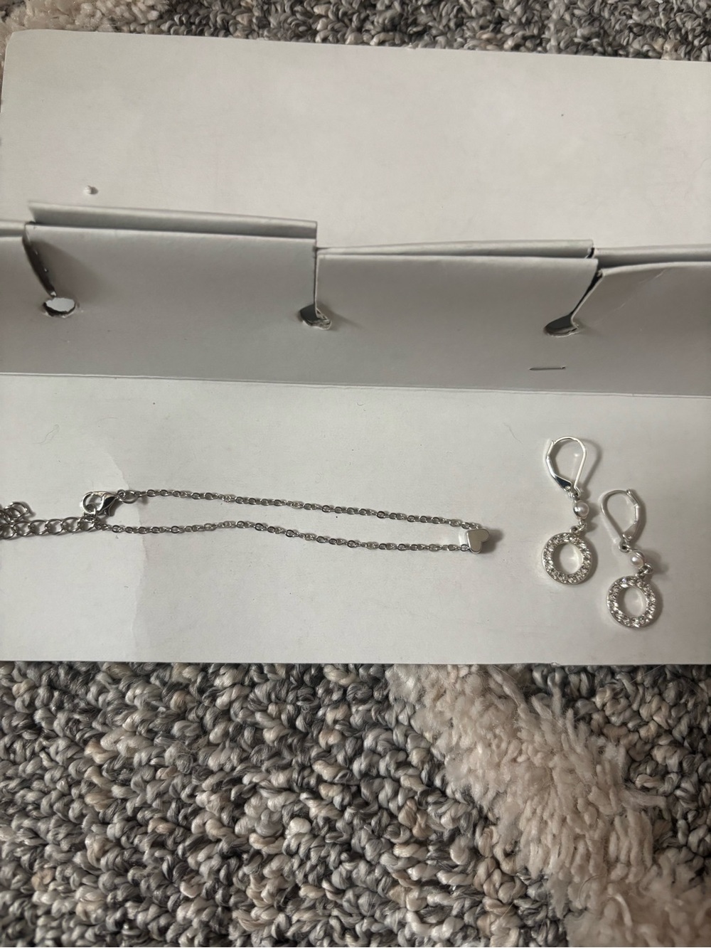 Sterling Silver Circle Drop Earrings and ankle/wrist bracelet- Silver